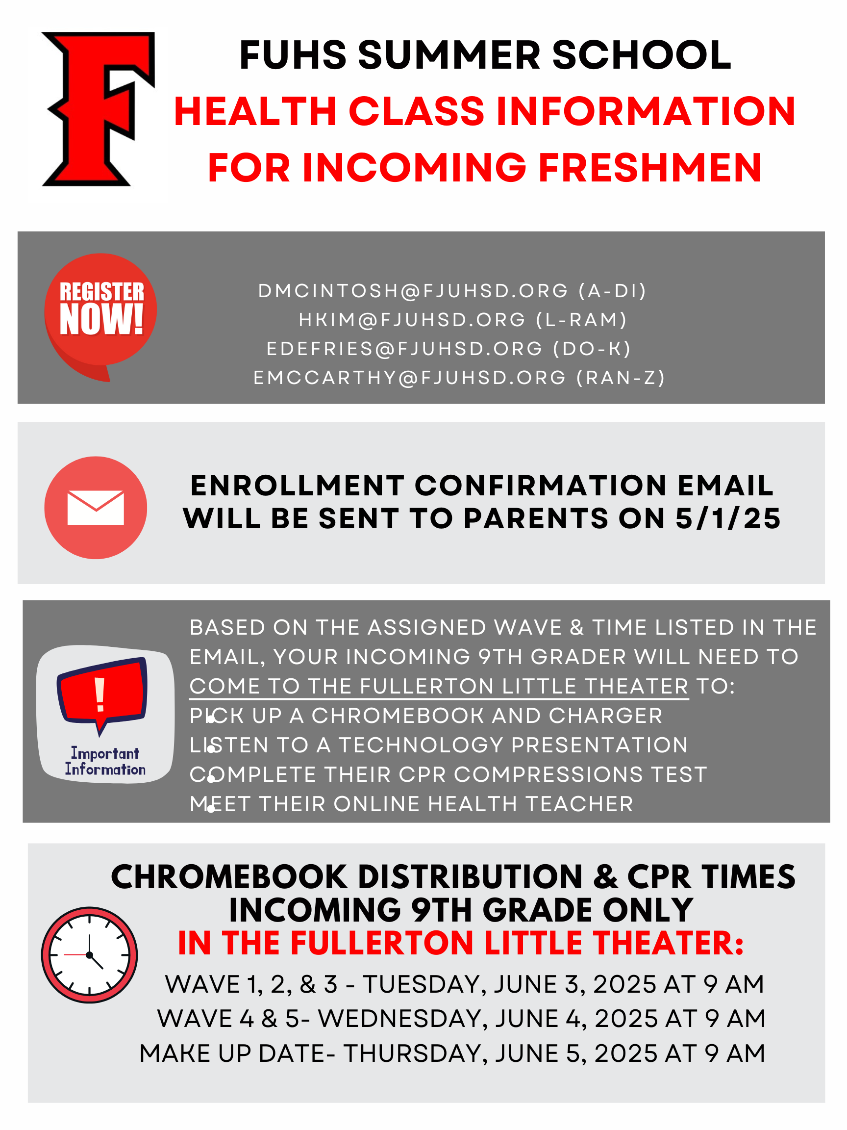 Summer School Info Announcements